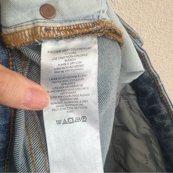Pilcro Anthropologie Yaya Crop Flare Jean Womens 26 Blue Mid-Rise Stretch Fray - Picture 4 of 10